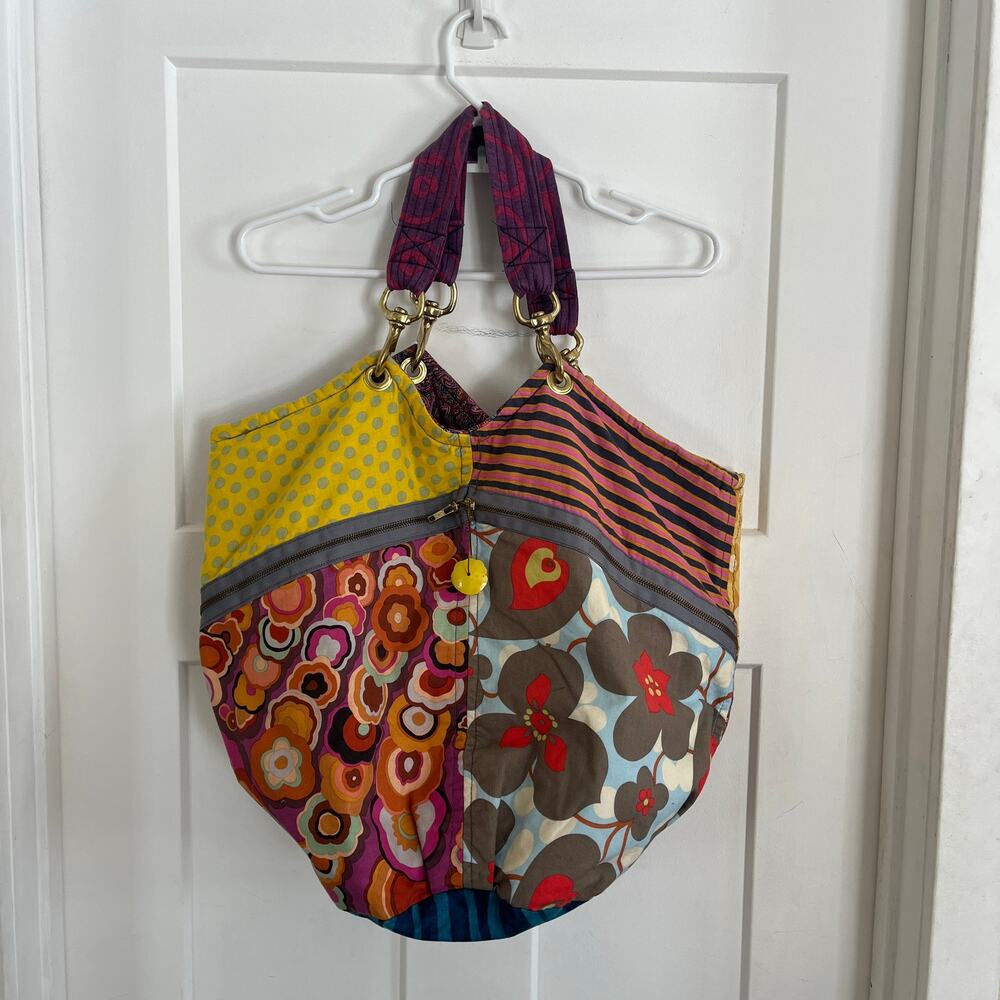 Bucket Bag Patchwork Brightly Colored Boho Large - image 1
